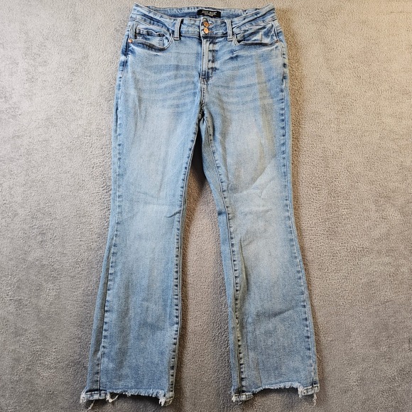 Judy Blue Denim - Judy Blue High Rise‎ Bootcut Light Wash Raw Hem Double Button 16W